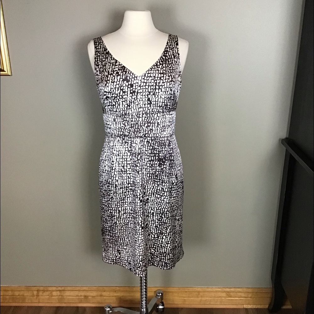 Ann Taylor brown & cream silk dress with spandex